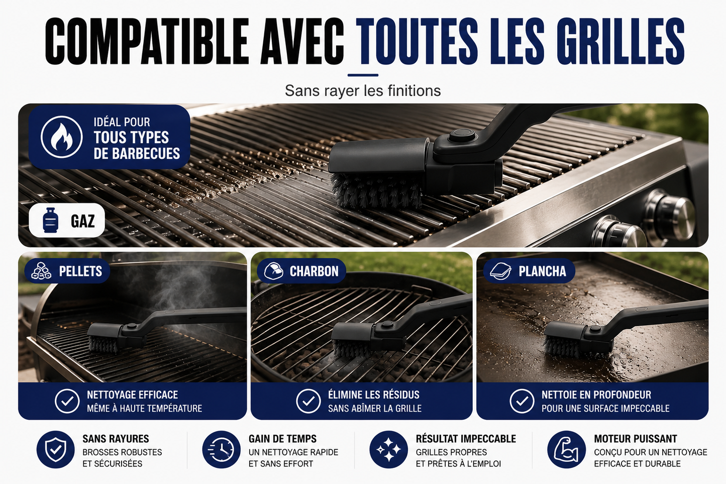 GrillVortex™ | Brosse Électrique BBQ Sans Effort